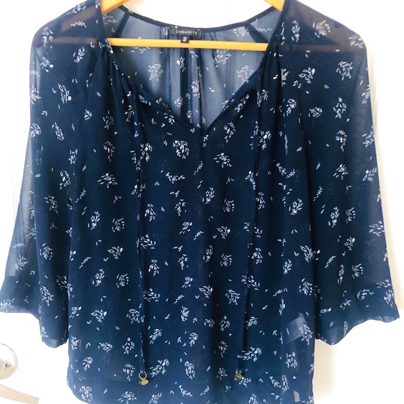 Navy Blue Pattern Dynamite blouse - Picture 1 of 2